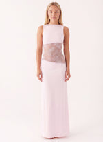 Maxi jurk met open rug en kant Dames
