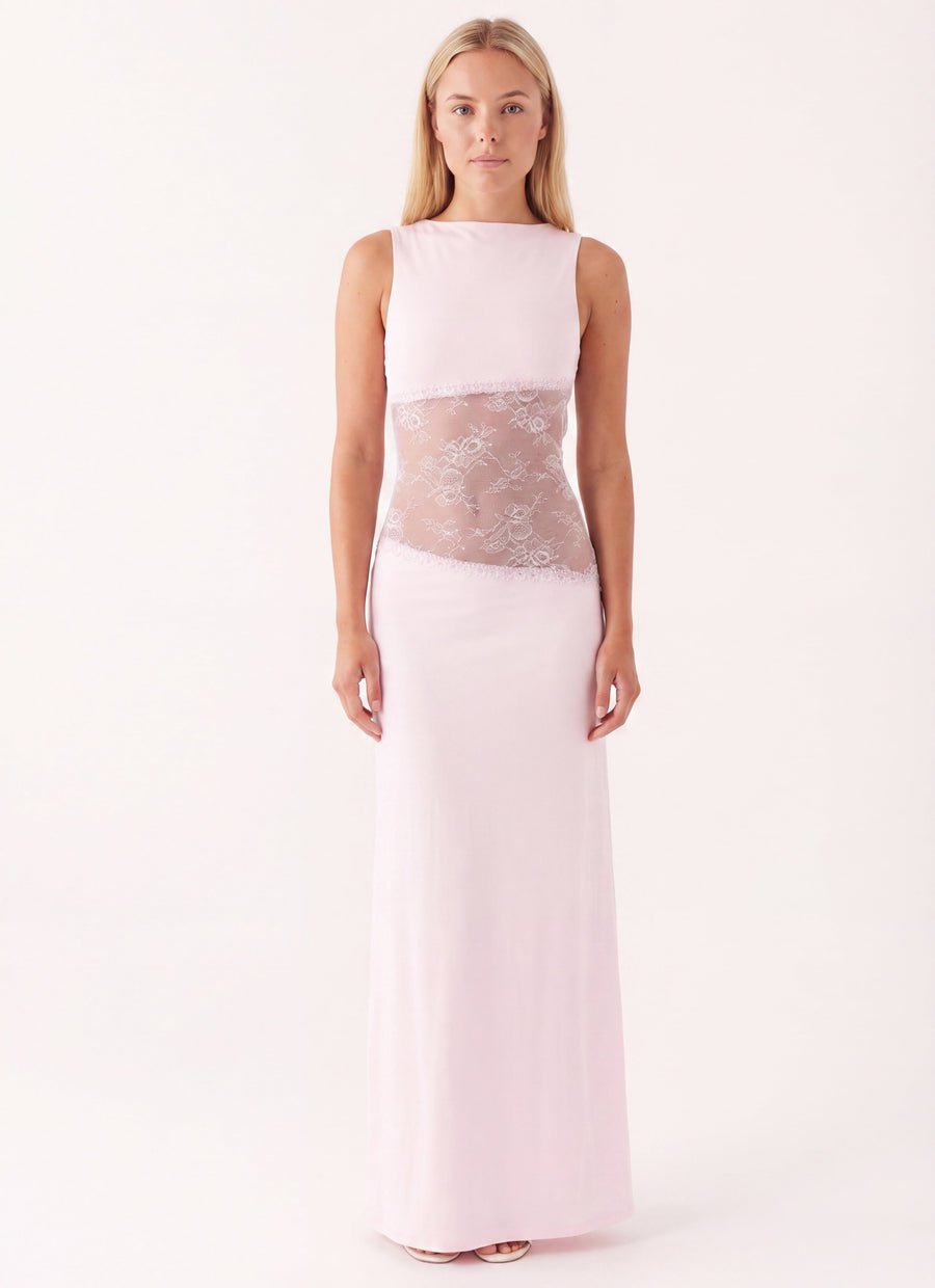 Maxi jurk met open rug en kant Dames