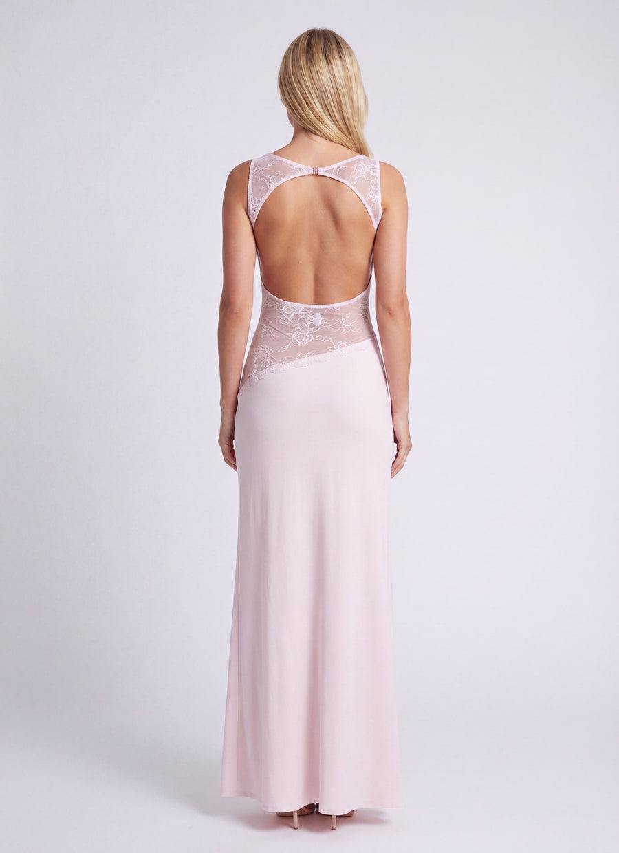 Maxi jurk met open rug en kant Dames