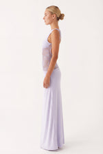 Maxi jurk met open rug en kant Dames