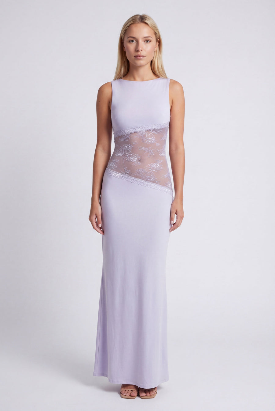 Maxi jurk met open rug en kant Dames
