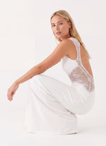 Maxi jurk met open rug en kant Dames