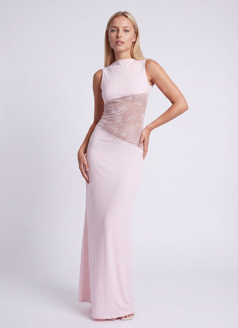 Maxi jurk met open rug en kant Dames