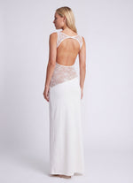 Maxi jurk met open rug en kant Dames
