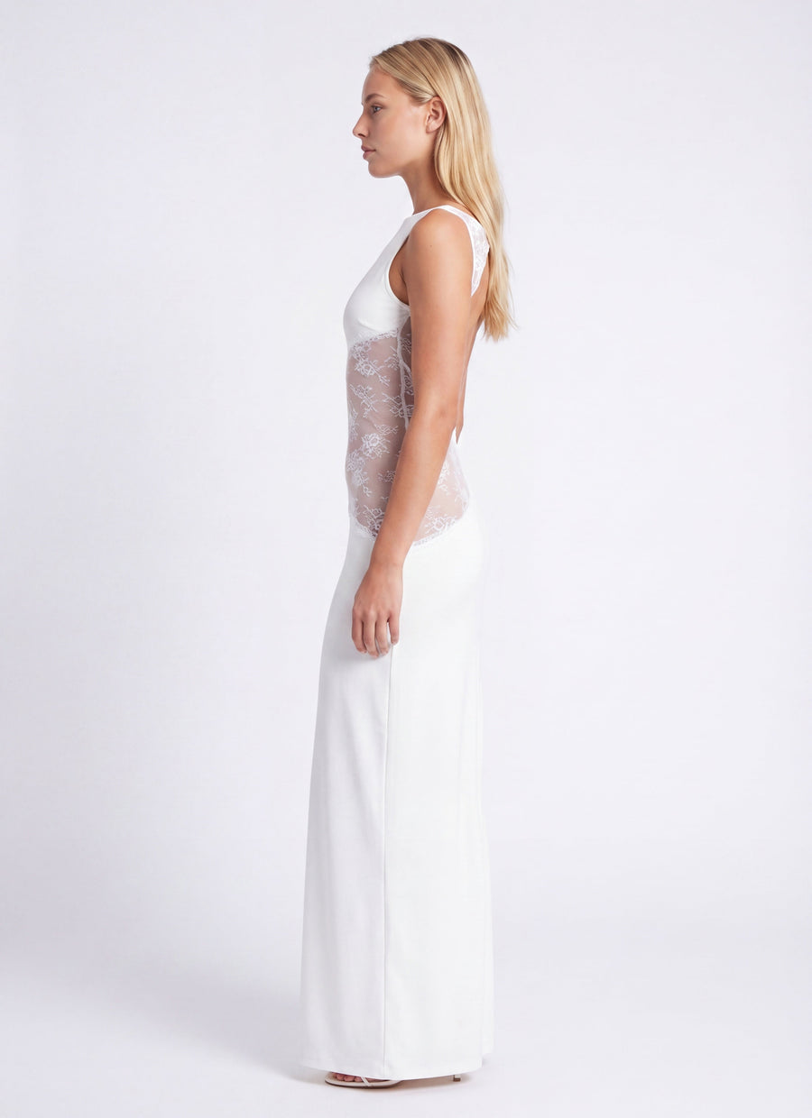 Maxi jurk met open rug en kant Dames