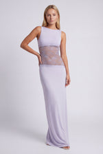 Maxi jurk met open rug en kant Dames