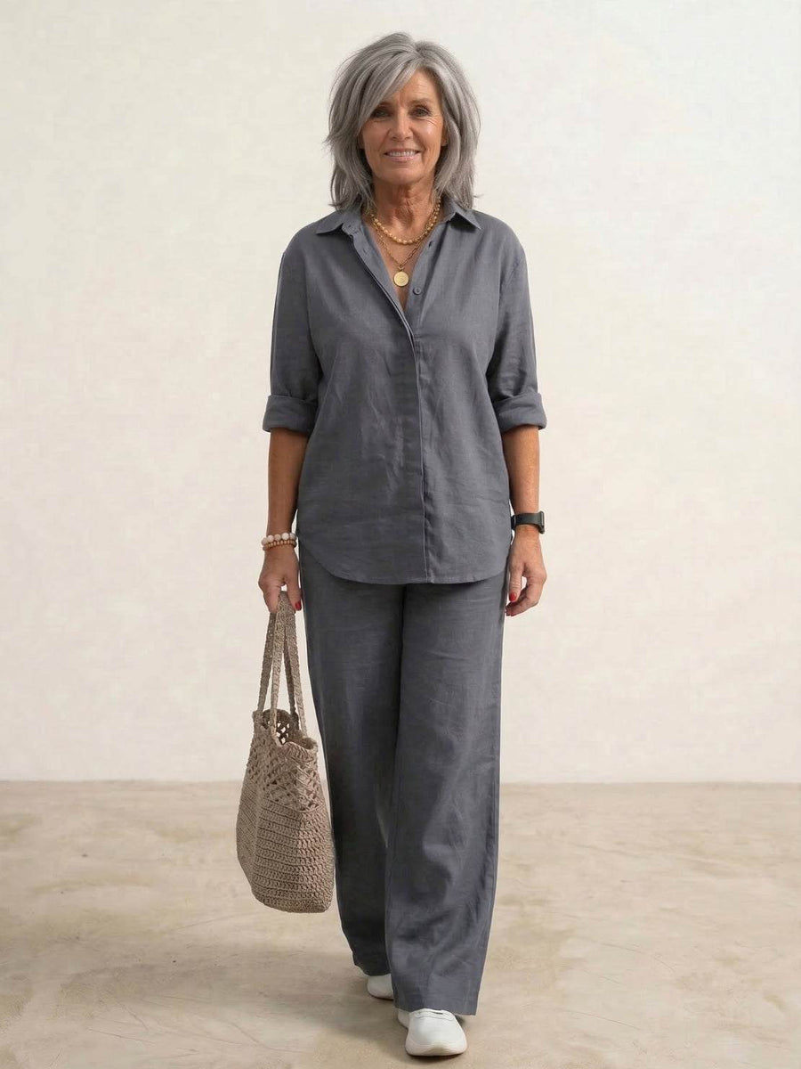 Tweedelige set met overhemd en broek Dames
