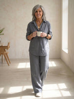 Tweedelige set met overhemd en broek Dames