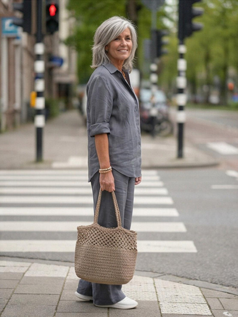 Tweedelige set met overhemd en broek Dames