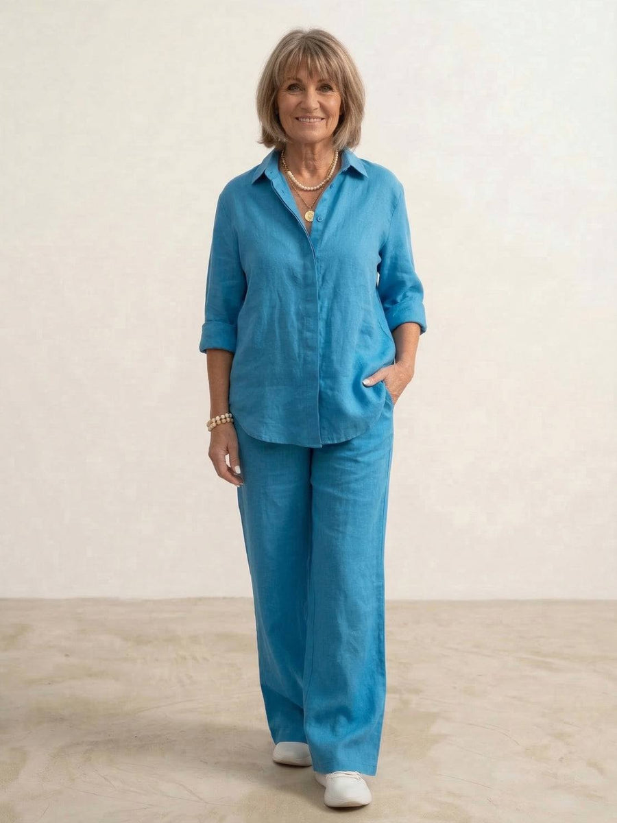 Tweedelige set met overhemd en broek Dames