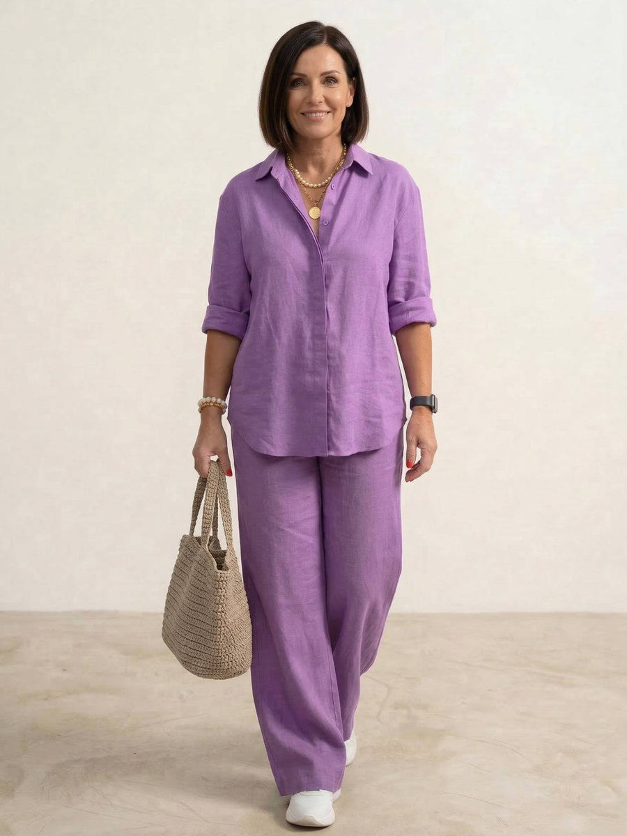 Tweedelige set met overhemd en broek Dames