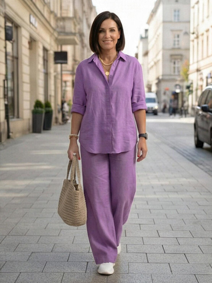 Tweedelige set met overhemd en broek Dames
