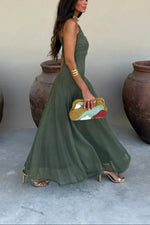 Geplooide maxi zomer jurk Dames