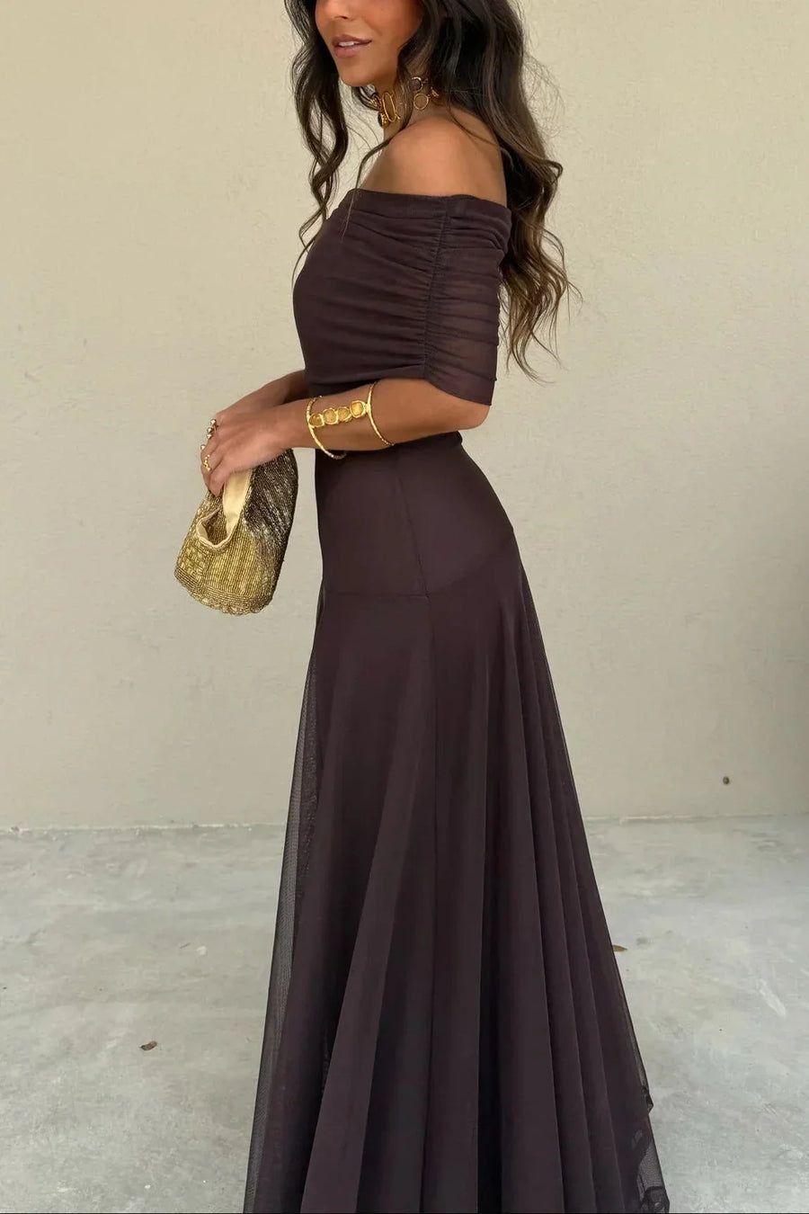 Geplooide maxi zomer jurk Dames