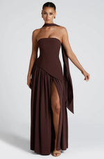 Maxi jurk met korset en split Dames