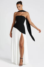 Maxi jurk met korset en split Dames