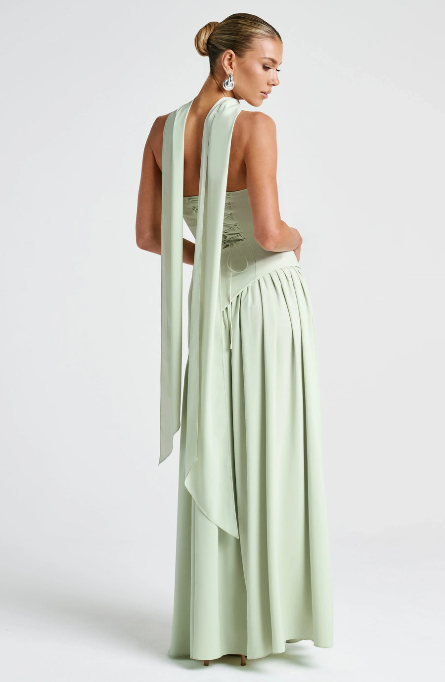Maxi jurk met korset en split Dames