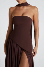 Maxi jurk met korset en split Dames