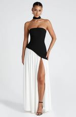 Maxi jurk met korset en split Dames