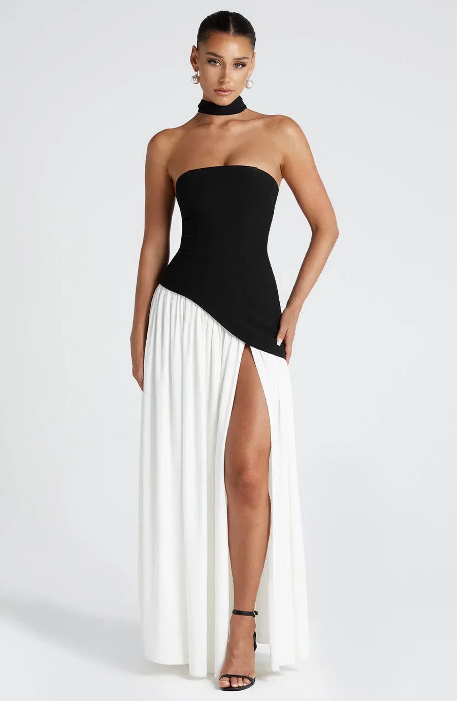 Maxi jurk met korset en split Dames
