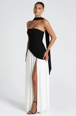 Maxi jurk met korset en split Dames