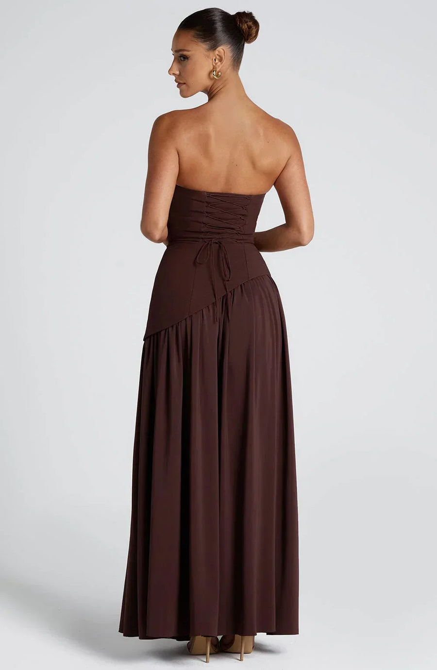 Maxi jurk met korset en split Dames