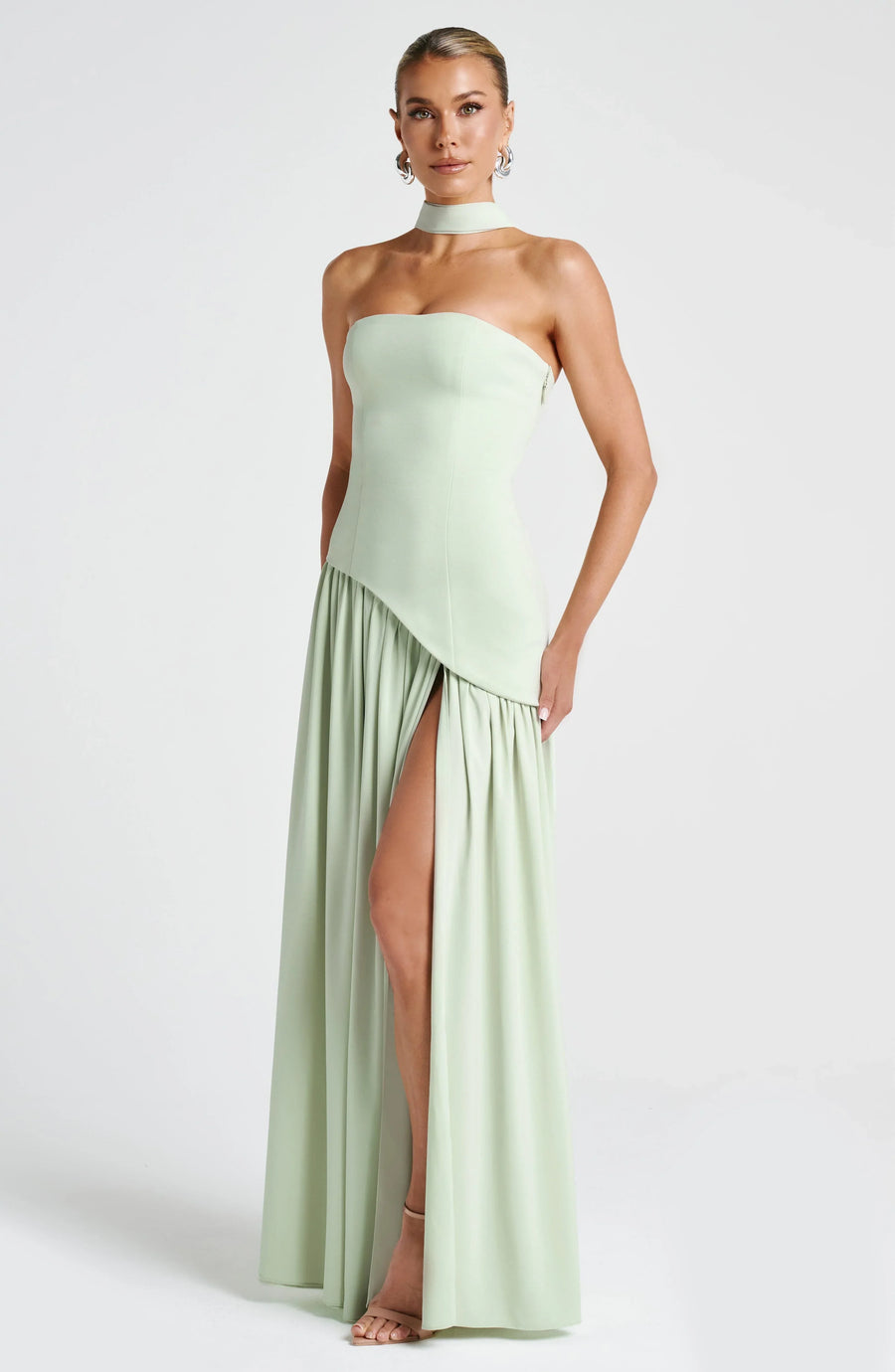 Maxi jurk met korset en split Dames