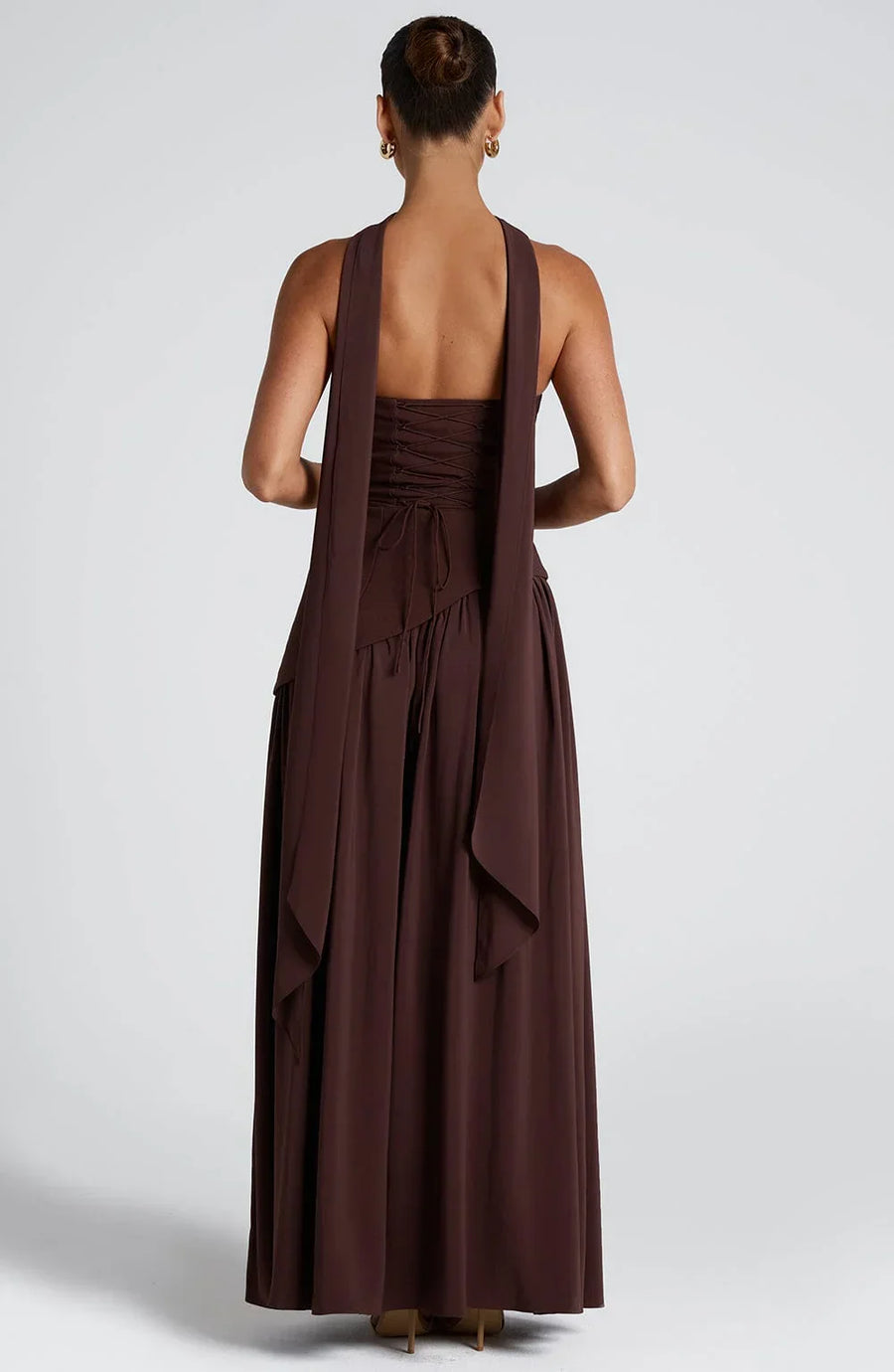 Maxi jurk met korset en split Dames