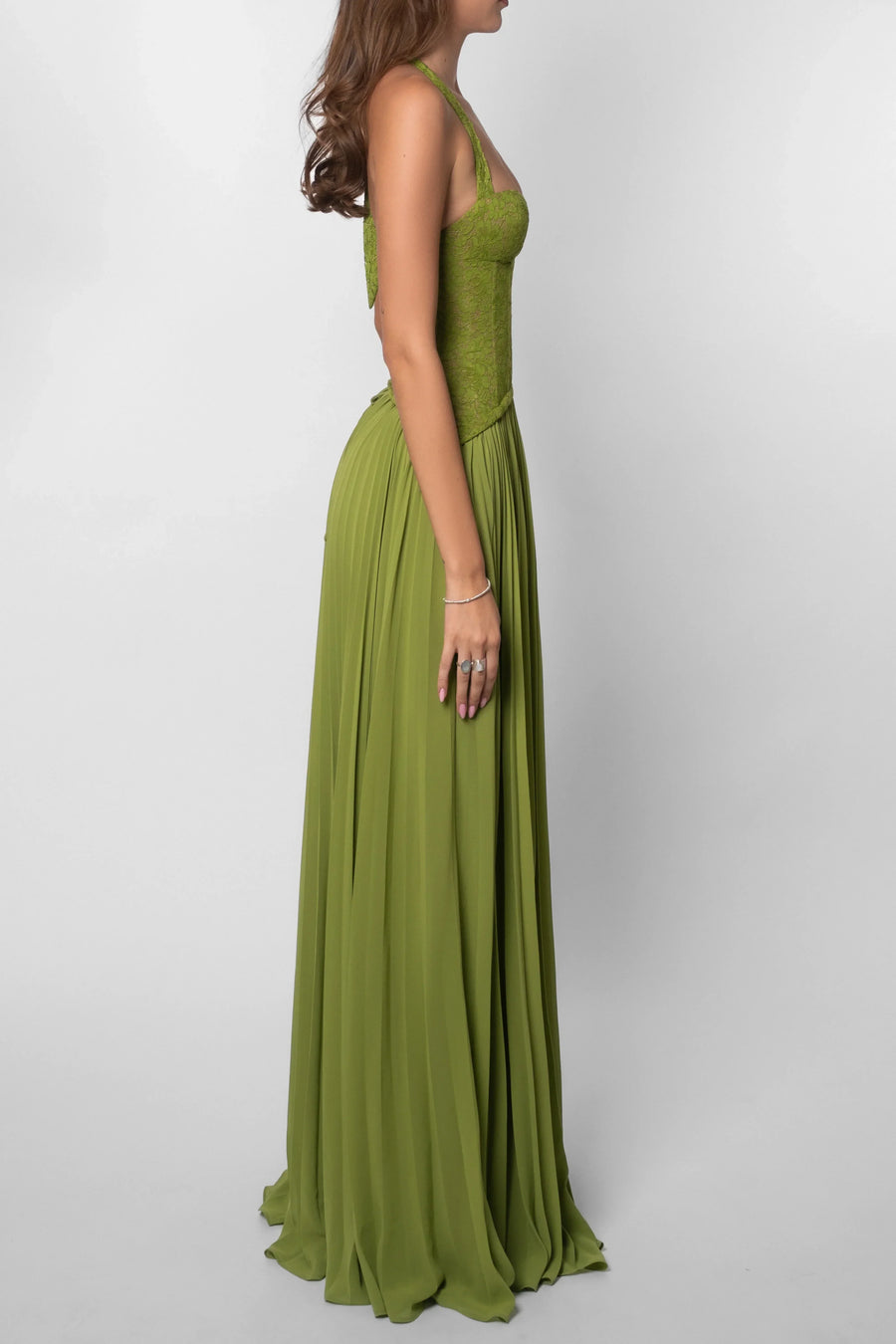 Maxi jurk met korset en plooien Dames