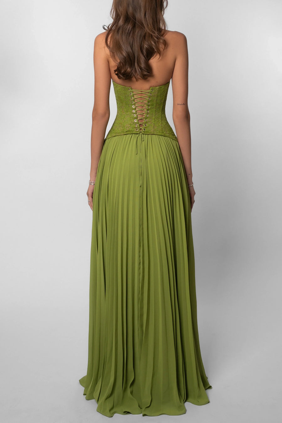 Maxi jurk met korset en plooien Dames
