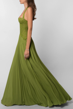 Maxi jurk met korset en plooien Dames