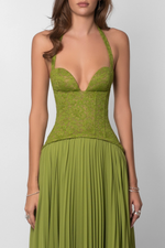 Maxi jurk met korset en plooien Dames