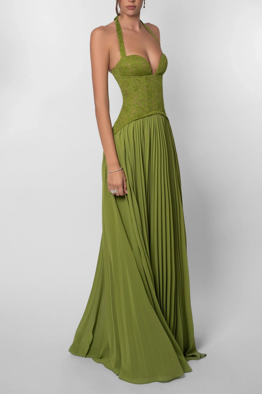 Maxi jurk met korset en plooien Dames