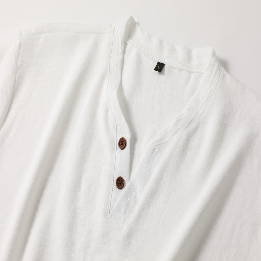 vooraanzicht Wit shirt v-hals katoen heren 