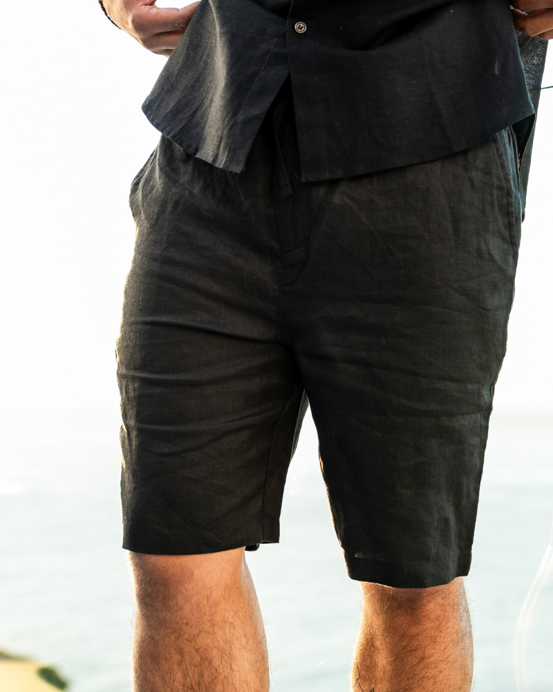 Linnen zomer shorts met elastische taille Heren