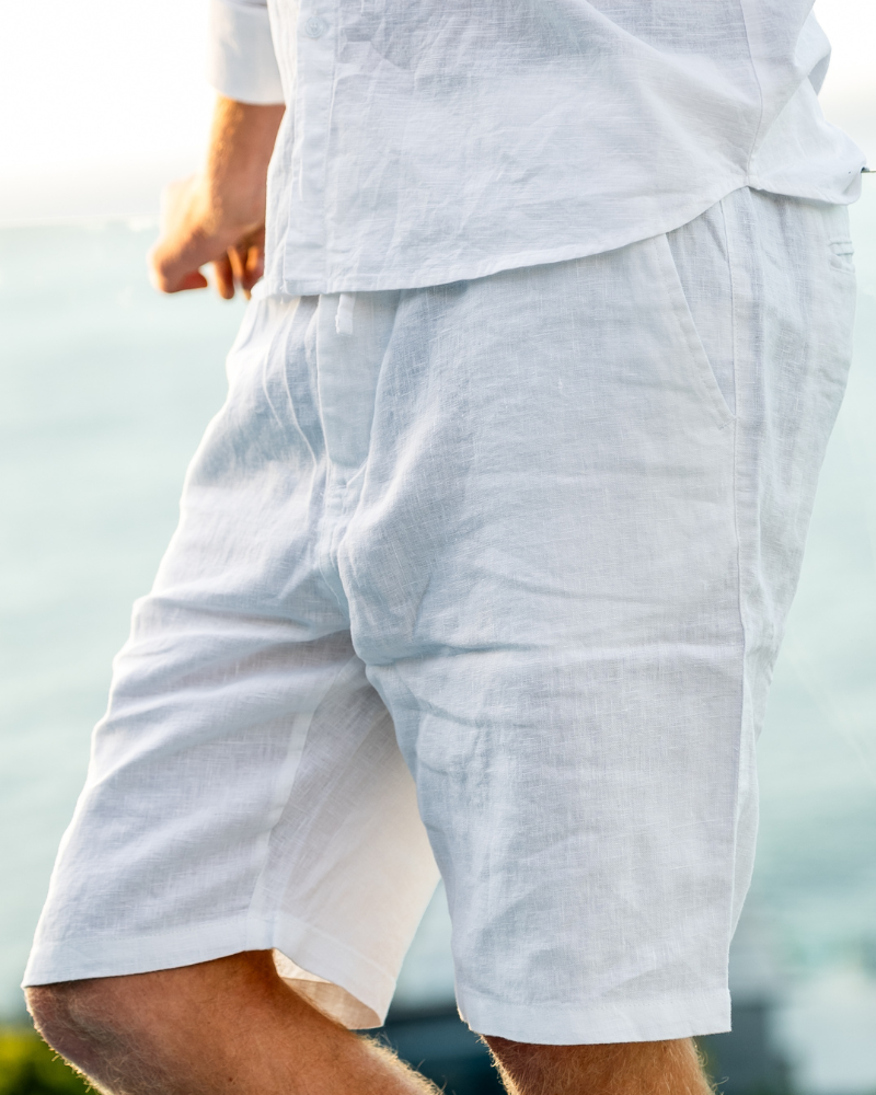 Linnen zomer shorts met elastische taille Heren