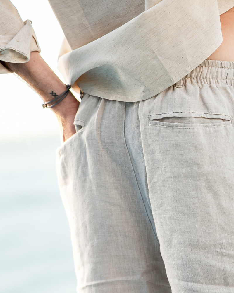 Linnen zomer shorts met elastische taille Heren