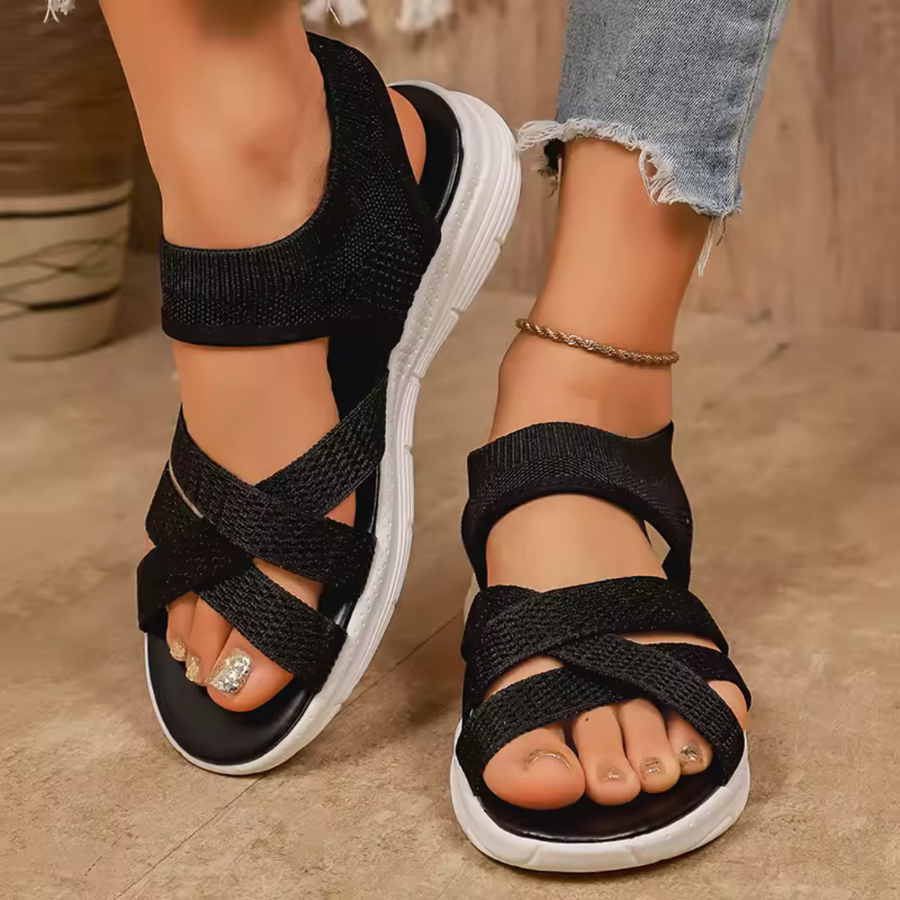 Plateau sandalen met gebreid bovenwerk Dames