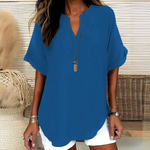 Losvallende blouse met V-hals Dames