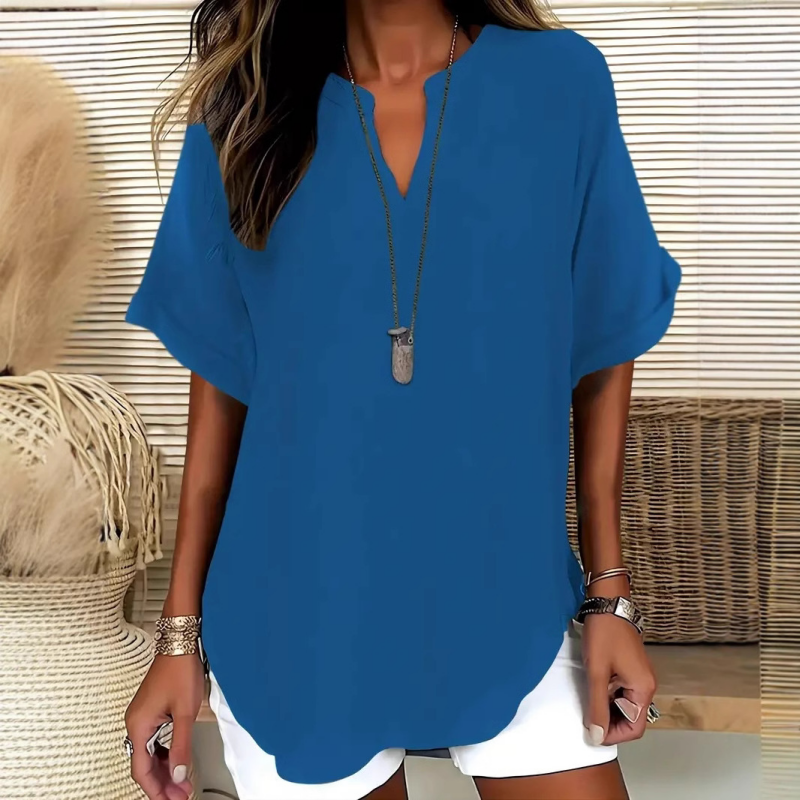 Losvallende blouse met V-hals Dames