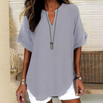 Losvallende blouse met V-hals Dames