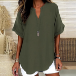 Losvallende blouse met V-hals Dames