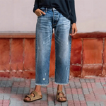 Korte retro denim jeans Dames