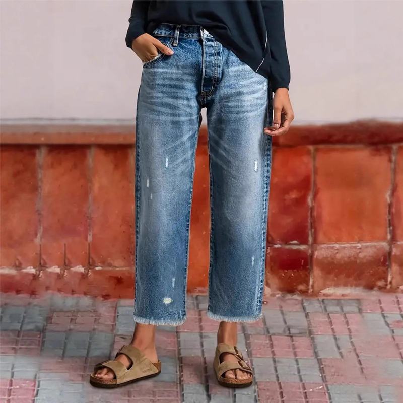 Korte retro denim jeans Dames
