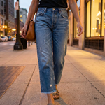 Korte retro denim jeans Dames