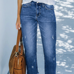 Korte retro denim jeans Dames