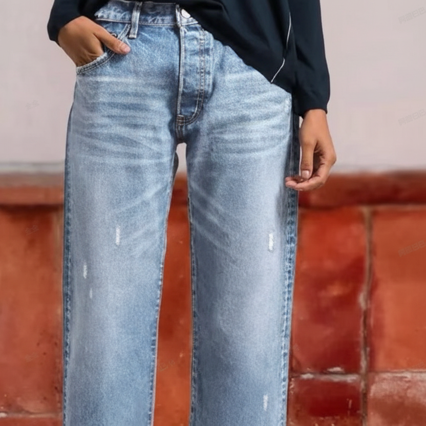 Korte retro denim jeans Dames