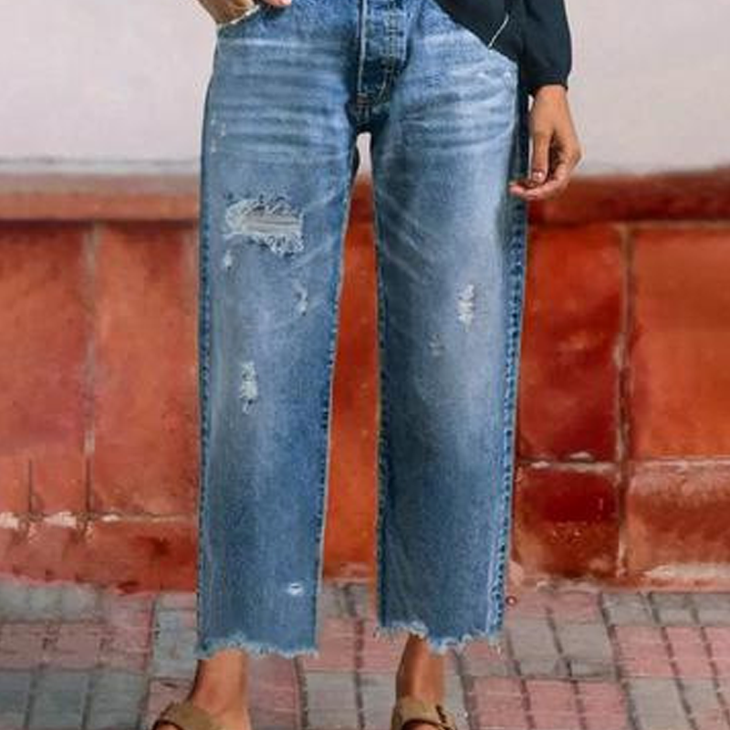 Korte retro denim jeans Dames