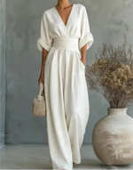 Losvallende jumpsuit met V-hals Dames