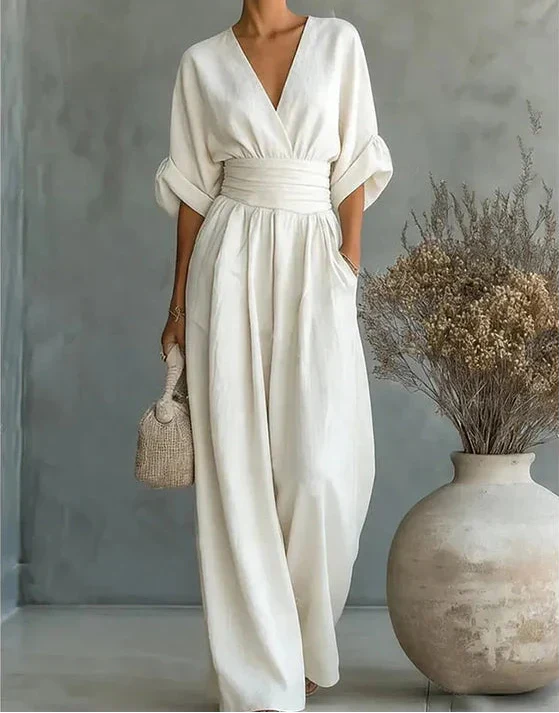 Losvallende jumpsuit met V-hals Dames